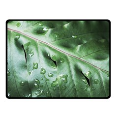 Green Wet Rain Water Drops Plant Double Sided Fleece Blanket (small)  by Vaneshart