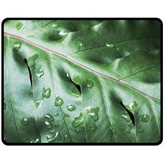 Green Wet Rain Water Drops Plant Double Sided Fleece Blanket (medium)  by Vaneshart