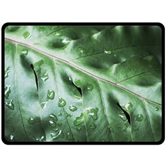 Green Wet Rain Water Drops Plant Double Sided Fleece Blanket (large)  by Vaneshart