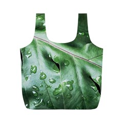 Green Wet Rain Water Drops Plant Full Print Recycle Bag (m) by Vaneshart