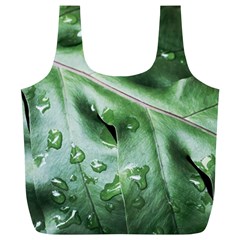 Green Wet Rain Water Drops Plant Full Print Recycle Bag (xl) by Vaneshart