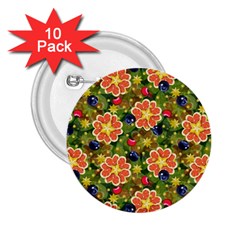 Fruit Star Blueberry Cherry Leaf 2 25  Buttons (10 Pack)  by Vaneshart