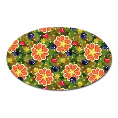 Fruit Star Blueberry Cherry Leaf Oval Magnet