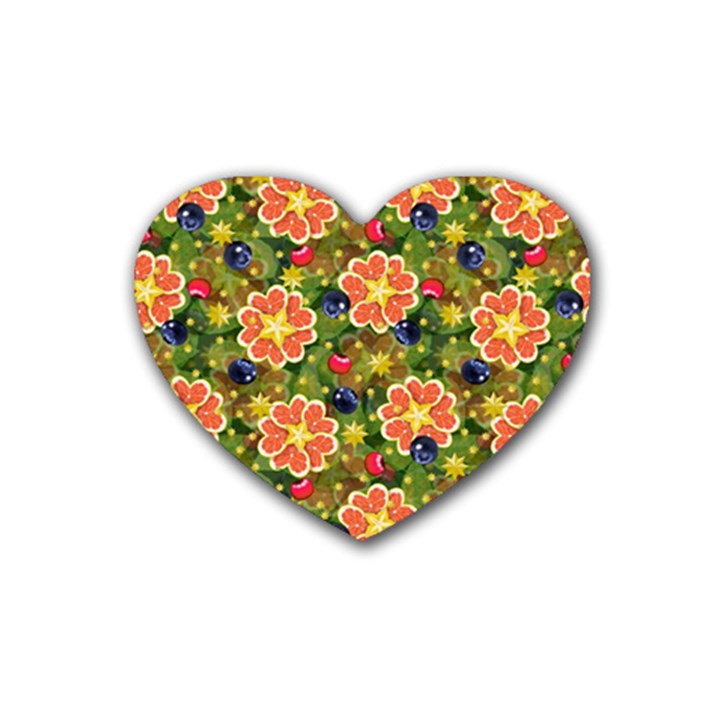 Fruit Star Blueberry Cherry Leaf Heart Coaster (4 pack) 