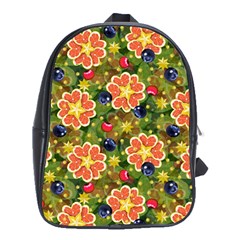 Fruit Star Blueberry Cherry Leaf School Bag (xl) by Vaneshart