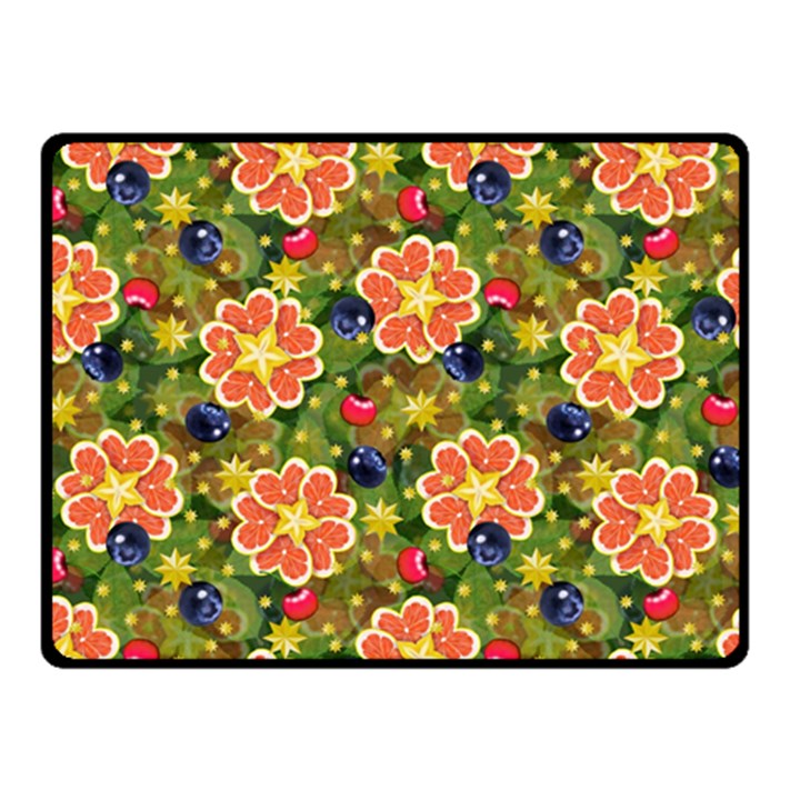 Fruit Star Blueberry Cherry Leaf Double Sided Fleece Blanket (Small) 