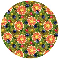 Fruit Star Blueberry Cherry Leaf Wooden Puzzle Round by Vaneshart