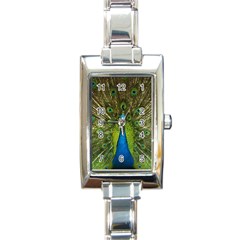 Peacock Feathers Bird Nature Rectangle Italian Charm Watch by Vaneshart