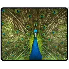 Peacock Feathers Bird Nature Double Sided Fleece Blanket (medium)  by Vaneshart