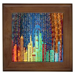 Matrix City Urbanization Technology Framed Tile by Vaneshart