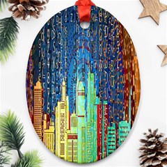 Matrix City Urbanization Technology Ornament (oval) by Vaneshart