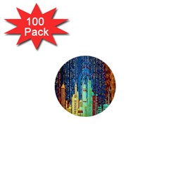 Matrix City Urbanization Technology 1  Mini Buttons (100 Pack)  by Vaneshart