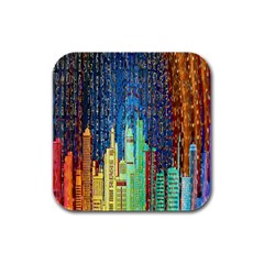 Matrix City Urbanization Technology Rubber Square Coaster (4 Pack)  by Vaneshart