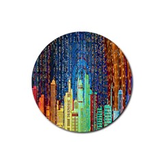 Matrix City Urbanization Technology Rubber Coaster (round)  by Vaneshart