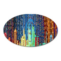 Matrix City Urbanization Technology Oval Magnet by Vaneshart