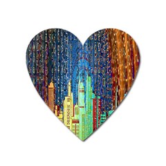 Matrix City Urbanization Technology Heart Magnet by Vaneshart