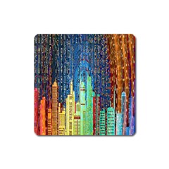 Matrix City Urbanization Technology Square Magnet by Vaneshart