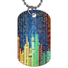 Matrix City Urbanization Technology Dog Tag (two Sides) by Vaneshart