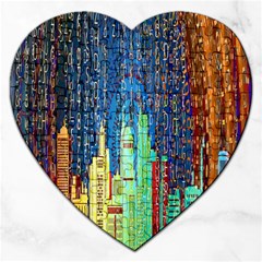 Matrix City Urbanization Technology Jigsaw Puzzle (heart) by Vaneshart