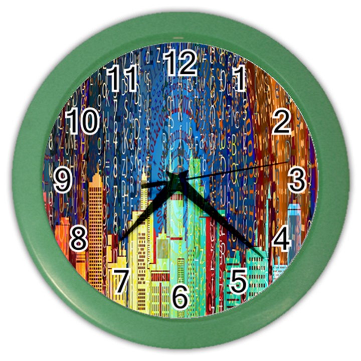 Matrix City Urbanization Technology Color Wall Clock