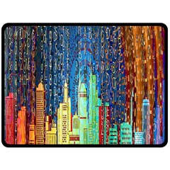 Matrix City Urbanization Technology Fleece Blanket (large)  by Vaneshart