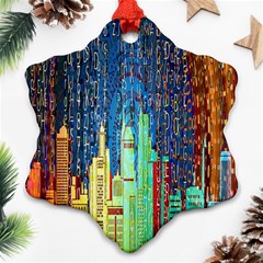 Matrix City Urbanization Technology Ornament (snowflake) by Vaneshart