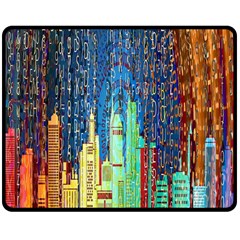 Matrix City Urbanization Technology Double Sided Fleece Blanket (medium)  by Vaneshart