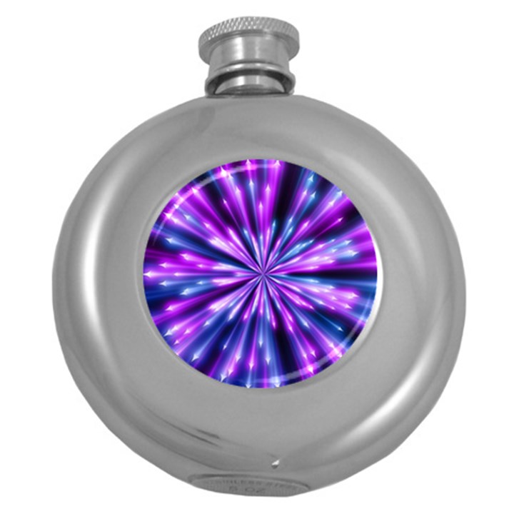 Background Structure Lines Round Hip Flask (5 oz)