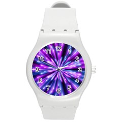 Background Structure Lines Round Plastic Sport Watch (m) by Vaneshart