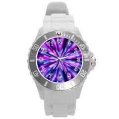 Background Structure Lines Round Plastic Sport Watch (l) by Vaneshart