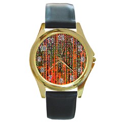 Matrix Technology Data Digital Round Gold Metal Watch