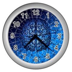 Brain Web Network Spiral Think Wall Clock (silver) by Vaneshart