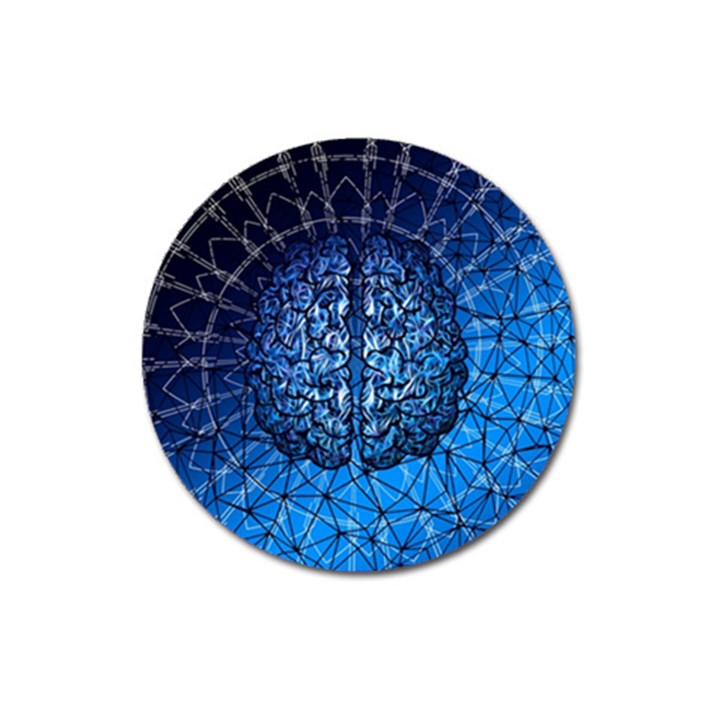 Brain Web Network Spiral Think Magnet 3  (Round)