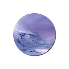 Nature Landscape Winter Snow Rubber Round Coaster (4 pack) 