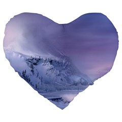 Nature Landscape Winter Snow Large 19  Premium Flano Heart Shape Cushions