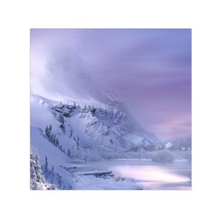 Nature Landscape Winter Snow Small Satin Scarf (Square)