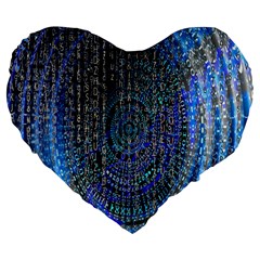 Matrix Technology Data Digital Large 19  Premium Heart Shape Cushions by Vaneshart