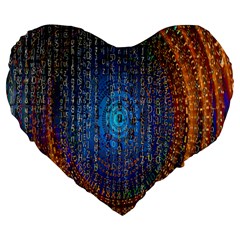 Matrix Technology Data Digital Large 19  Premium Heart Shape Cushions by Vaneshart