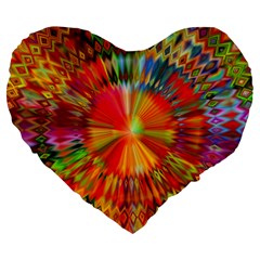 Kaleidoscope Mandala Color Large 19  Premium Flano Heart Shape Cushions by Vaneshart