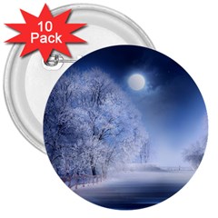 Nature Landscape Winter 3  Buttons (10 Pack)  by Vaneshart