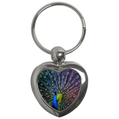 Peacock Colors Bird Colorful Key Chain (Heart)