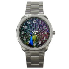 Peacock Colors Bird Colorful Sport Metal Watch by Vaneshart