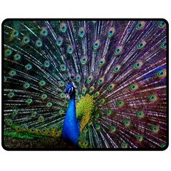 Peacock Colors Bird Colorful Double Sided Fleece Blanket (medium) 