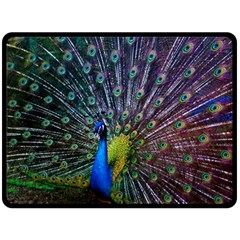 Peacock Colors Bird Colorful Double Sided Fleece Blanket (Large) 