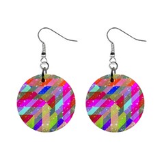 Multicolored Party Geo Design Print Mini Button Earrings by dflcprintsclothing