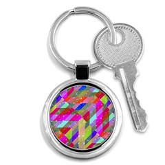 Multicolored Party Geo Design Print Key Chain (round)