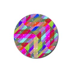 Multicolored Party Geo Design Print Rubber Coaster (round) 