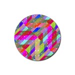 Multicolored Party Geo Design Print Rubber Round Coaster (4 pack)  Front