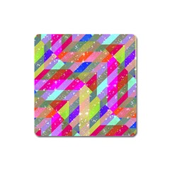 Multicolored Party Geo Design Print Square Magnet by dflcprintsclothing