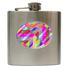 Multicolored Party Geo Design Print Hip Flask (6 Oz)